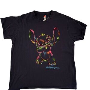 Hanes Navy T-Shirt with Neon Stitch Design
